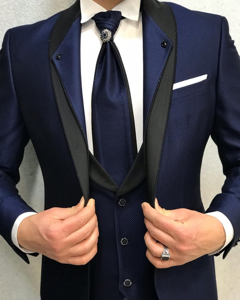 Navy Blue Groom Suit by Gentwith.com with Free Shipping