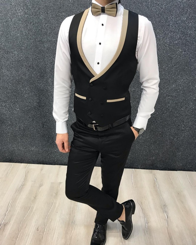 Gold Slim Fit Tuxedo by Gentwith.com with Free Shipping