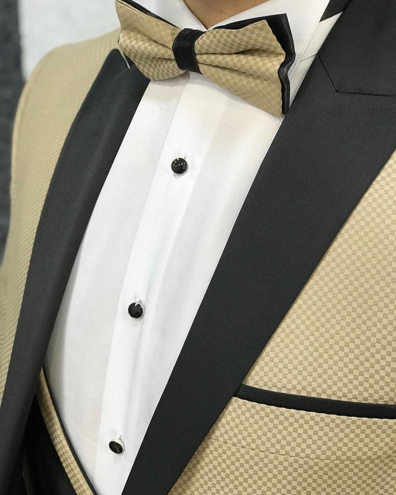 Gold Slim Fit Tuxedo by Gentwith.com with Free Shipping