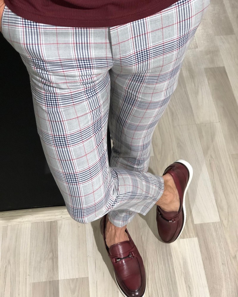 Claret Red Slim Fit Pants by Gentwith.com with Free Shipping