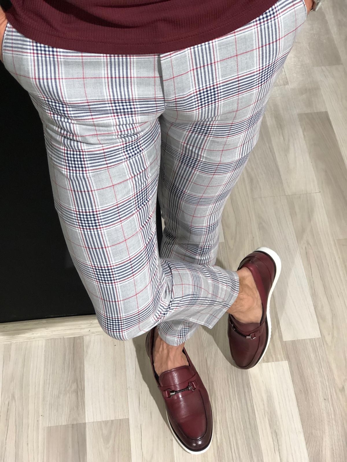 Claret Red Slim Fit Pants by Gentwith.com with Free Shipping