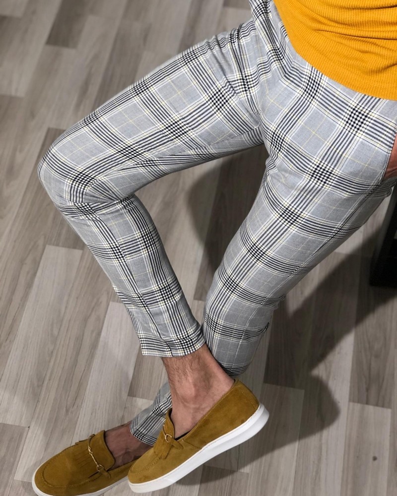 Yellow Slim Fit Pants by Gentwith.com with Free Shipping