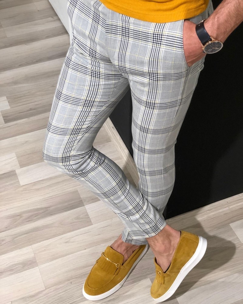 Yellow Slim Fit Pants by Gentwith.com with Free Shipping