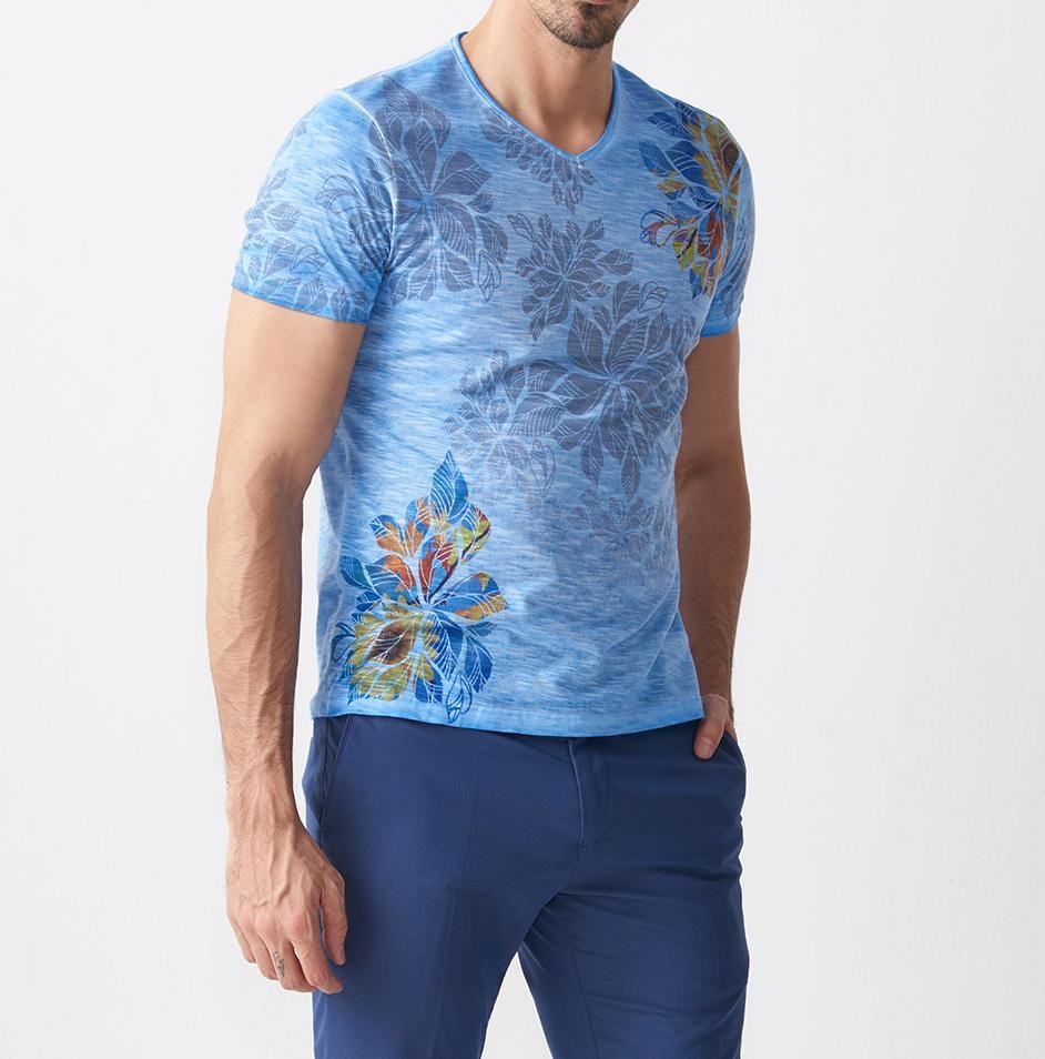 Buy Habel Slim Fit Printed T-shirt Blue by Gentwith.com with Free Shipping