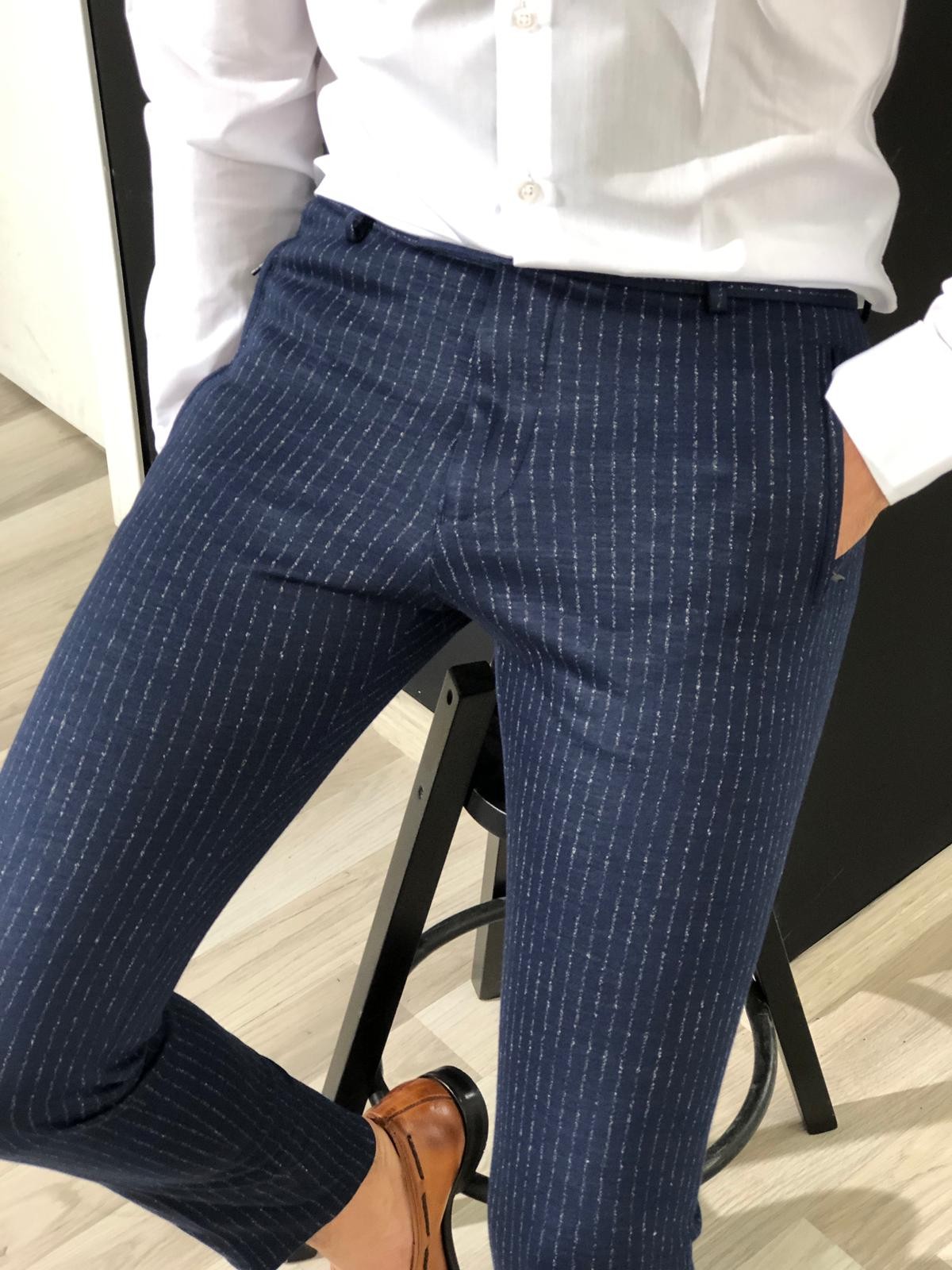 Mirca Elastic Pants - Blue Multi Stripe – The Frankie Shop