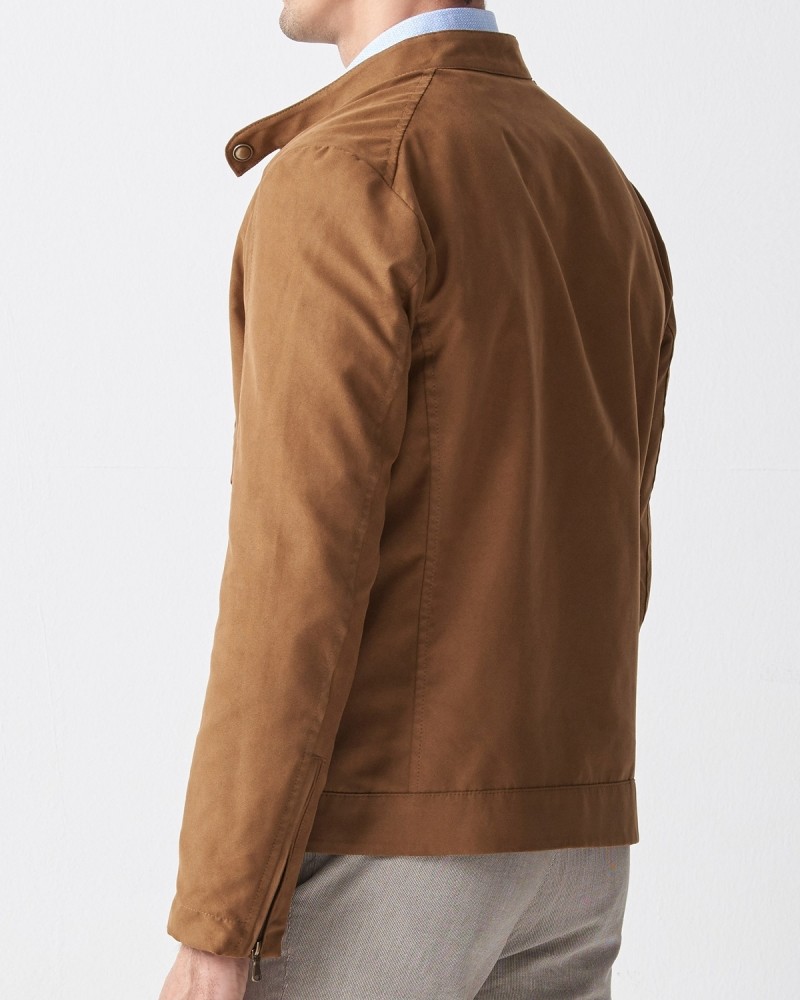 Camel Slim Fit Suede Jacket by Gentwith.com with Free Shipping