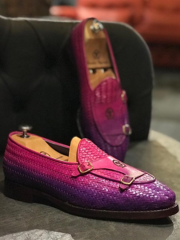 Purple Handmade Calf Leather Bespoke Shoes by Gentwith.com with Free Shipping