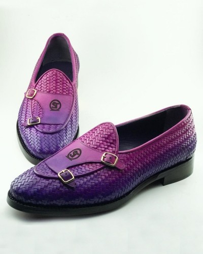 Purple Handmade Calf Leather Bespoke Shoes by Gentwith.com with Free Shipping