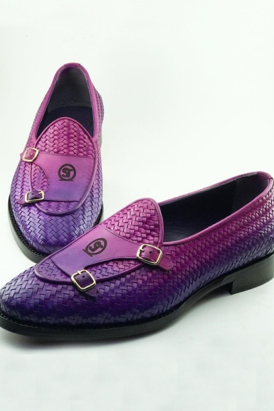 Purple Handmade Calf Leather Bespoke Shoes by Gentwith.com with Free Shipping