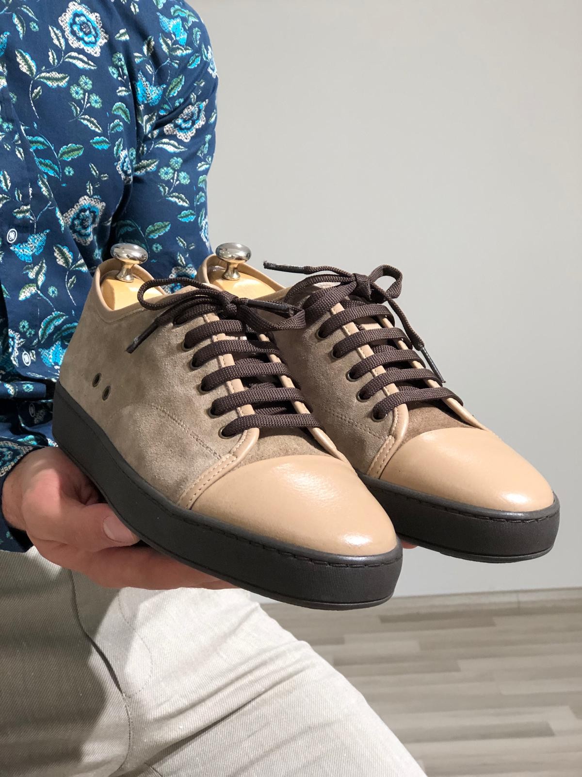Buy Beige Suede Sneaker by Gentwith.com with Free Shipping
