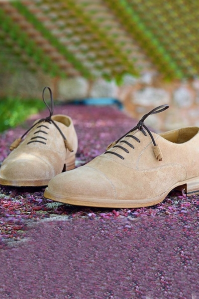 Camel Handmade Suede Calf Leather Bespoke Shoes by Gentwith.com with Free Shipping