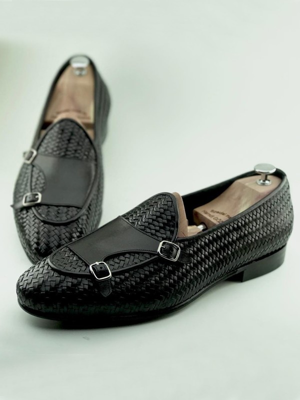 Black Handmade Calf Leather Bespoke Shoes by Gentwith.com with Free Shipping