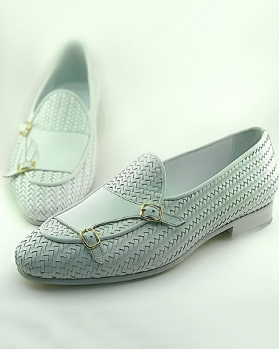 White Handmade Calf Leather Bespoke Shoes by Gentwith.com with Free Shipping