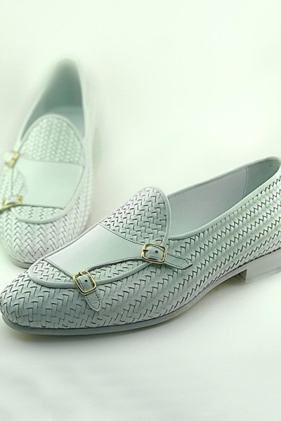 White Handmade Calf Leather Bespoke Shoes by Gentwith.com with Free Shipping