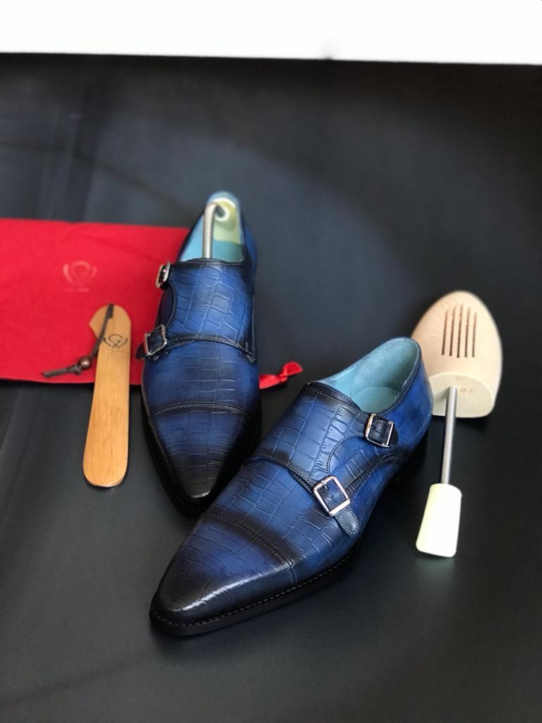 Buy Blue Bespoke Shoes by Gentwith.com with Free Shipping