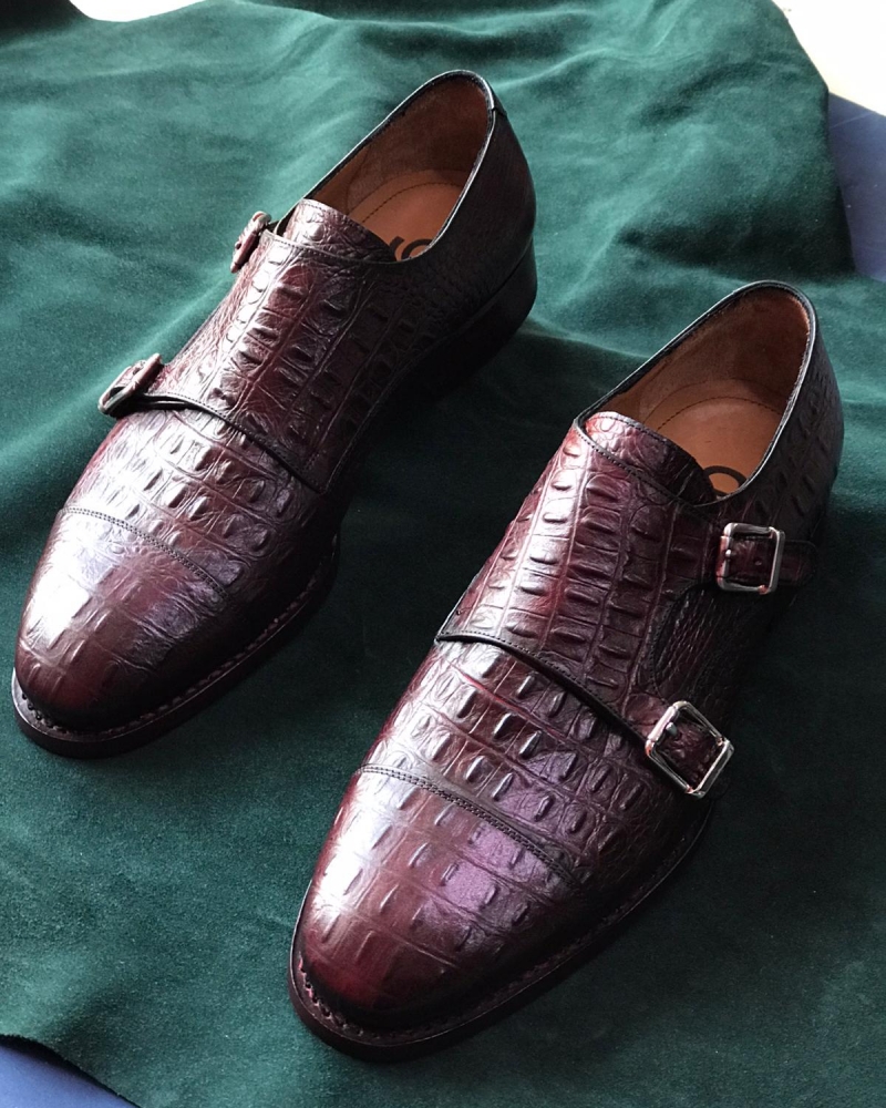 Handmade Brown Genuine Leather Monk Strap Shoes by GentWith.com with Free Worldwide Shipping