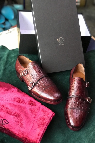 Brown Double Monk Strap Shoes