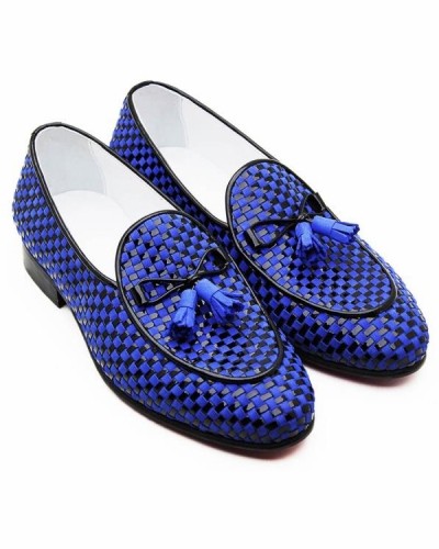 Blue Handmade Calf Leather Bespoke Shoes by Gentwith.com with Free Shipping