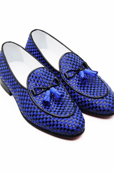 Blue Handmade Calf Leather Bespoke Shoes by Gentwith.com with Free Shipping