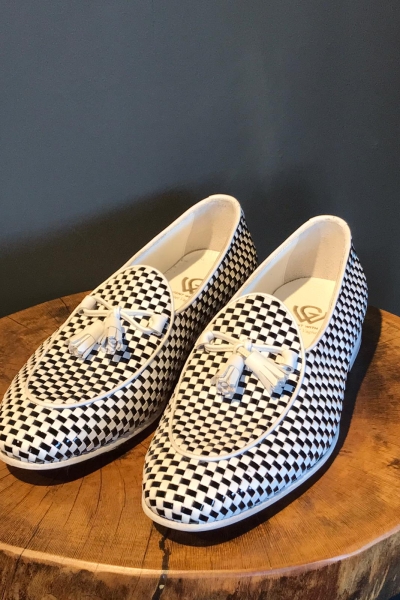 White Black Tassel Loafers