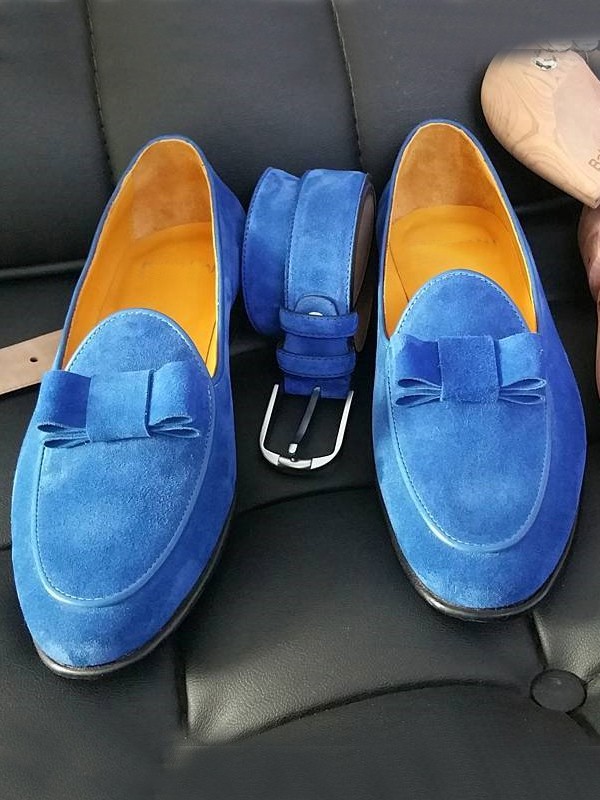 Buy Blue Suede Bespoke Shoes by Gentwith.com with Free Shipping