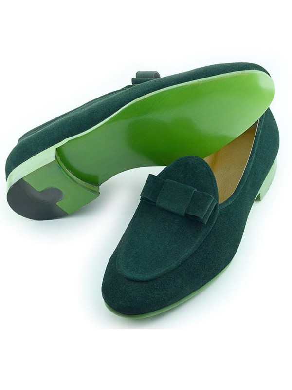 Green Handmade Calf Leather Suede Bespoke Shoes by Gentwith.com with Free Shipping