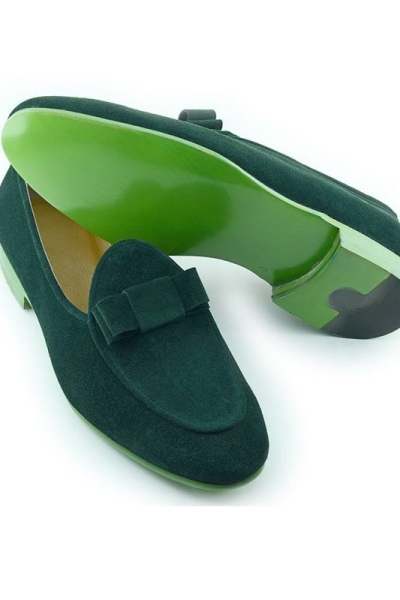 Green Handmade Calf Leather Suede Bespoke Shoes by Gentwith.com with Free Shipping