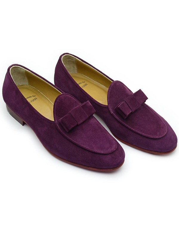 Purple Handmade Calf Leather Suede Bespoke Shoes by Gentwith.com with Free Shipping
