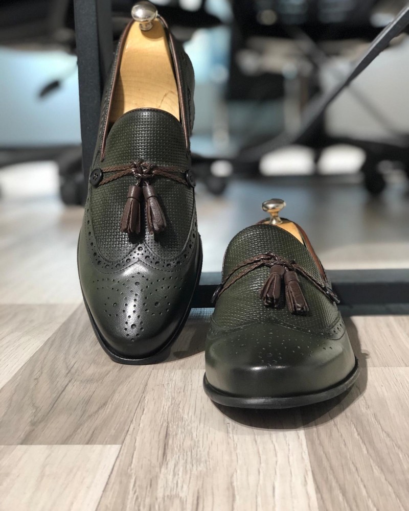 Khaki Tassel Loafer by Gentwith.com with Free Shipping