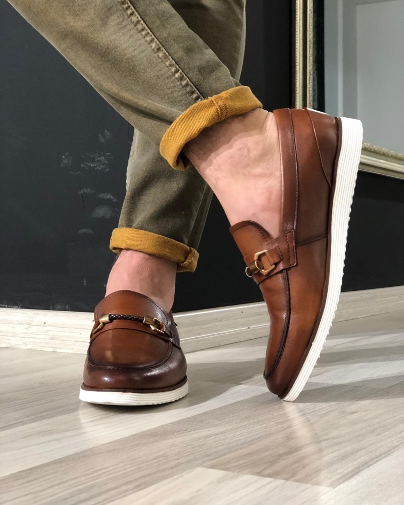 Tan Leather Loafer by Gentwith.com with Free Shipping