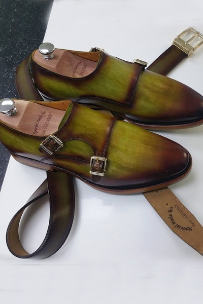 Olive Handmade Calf Leather Bespoke Shoes by