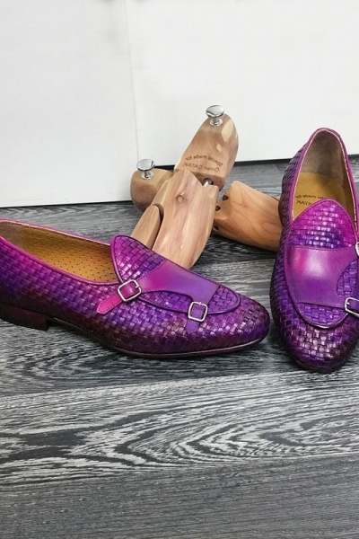 Purple Double Monk Strap Loafers
