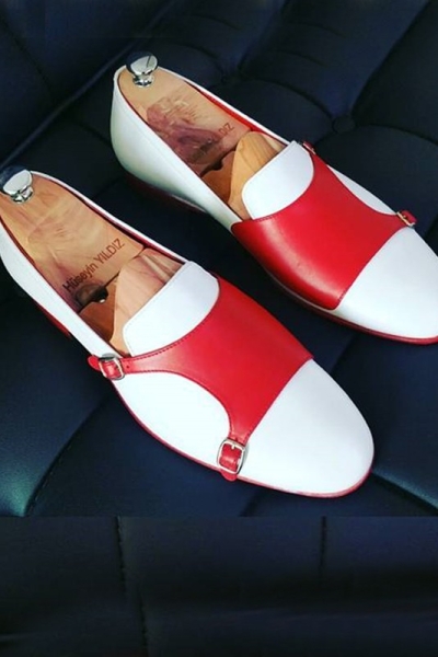 White Handmade Calf Leather Bespoke Shoes by Gentwith.com with Free Shipping