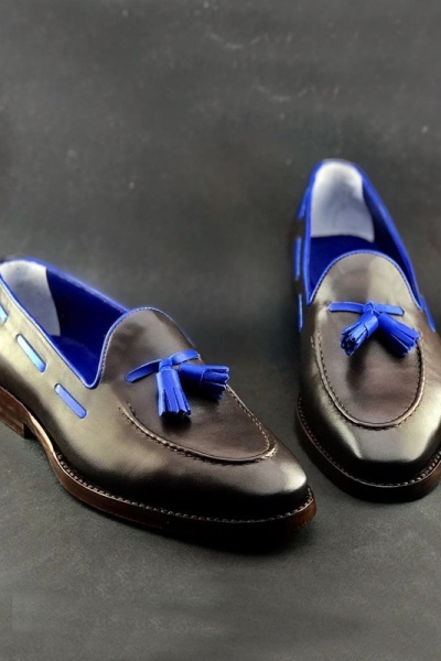 Black Handmade Calf Leather Bespoke Shoes by