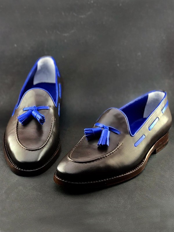 Black Handmade Calf Leather Bespoke Shoes by