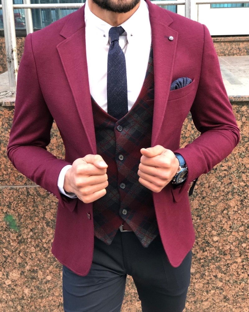 Buy Purple Slim Fit Suit by Gentwith.com with Free Shipping