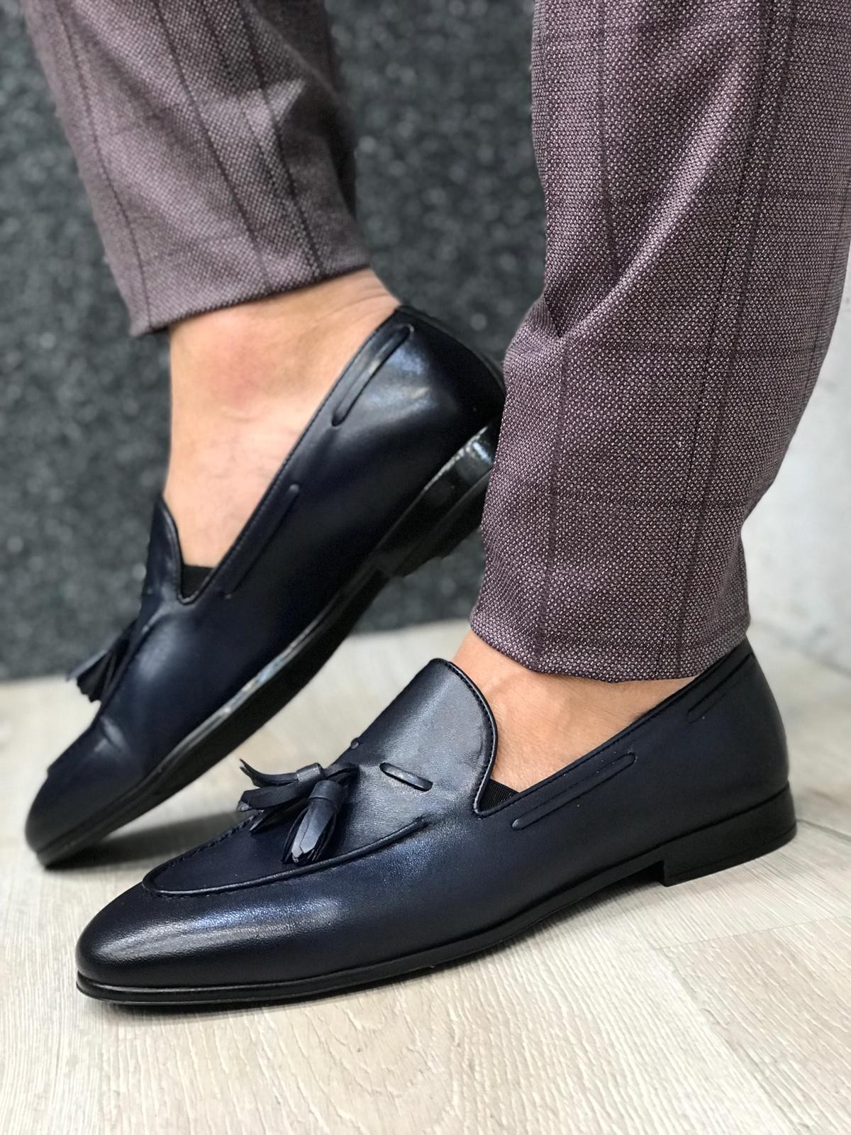 Buy Blue Tassel Loafer by Gentwith.com with Free Shipping