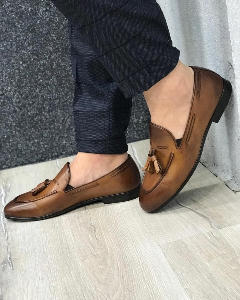 Taba Leather Tassel Loafer by Gentwith.com with Free Shipping