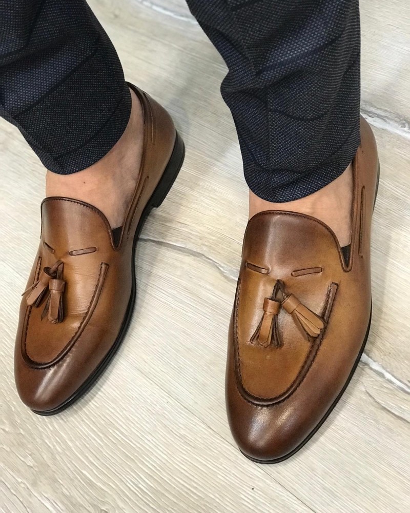 Taba Leather Tassel Loafer by Gentwith.com with Free Shipping