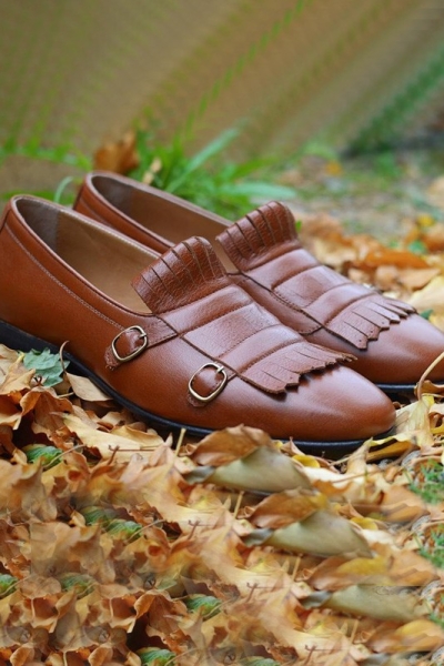 Brown Handmade Calf Leather Bespoke Shoes by Gentwith.com with Free Shipping