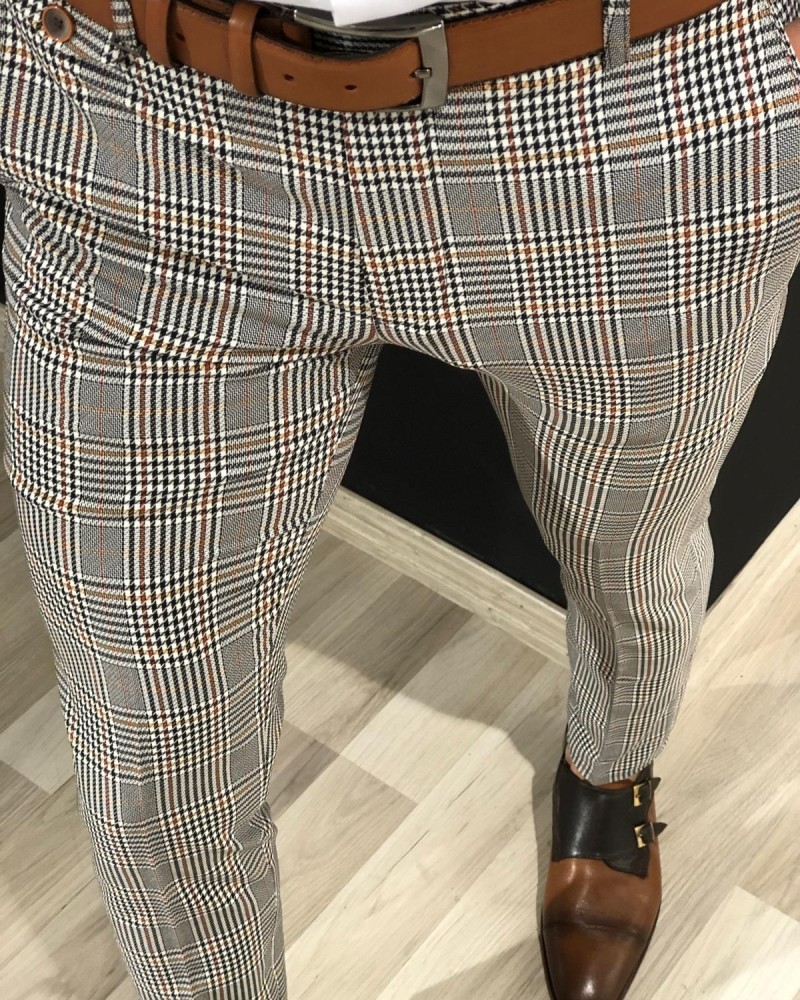 Gray Slim Fit Plaid Pants by Gentwith.com with Free Shipping