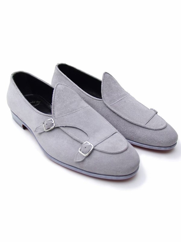 Gray Handmade Suede Calf Leather Bespoke Shoes by Gentwith.com with Free Shipping