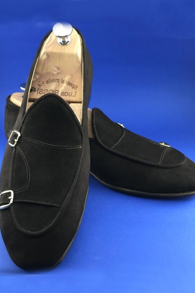 Black Handmade Suede Calf Leather Bespoke Shoes by Gentwith.com with Free Shipping