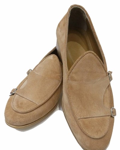 Camel Handmade Suede Calf Leather Bespoke Shoes by Gentwith.com with Free Shipping