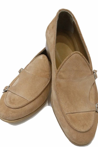 Camel Handmade Suede Calf Leather Bespoke Shoes by Gentwith.com with Free Shipping