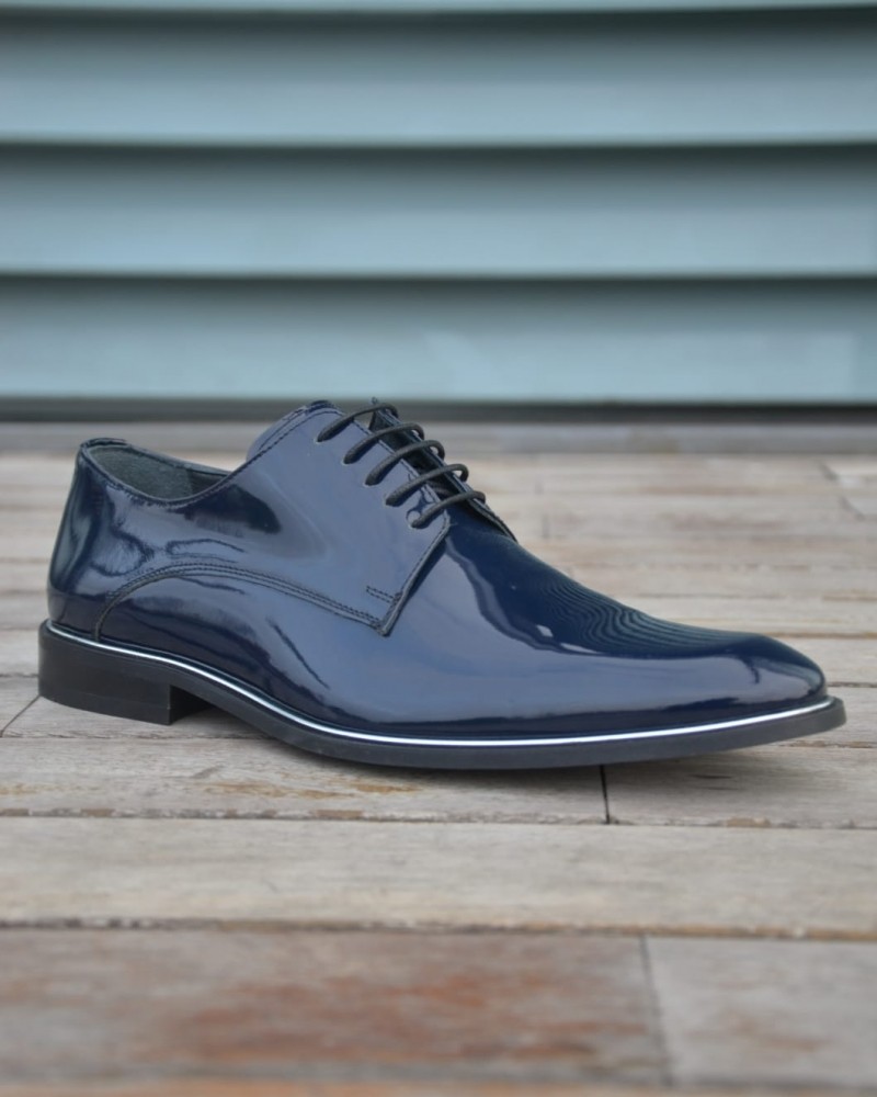 Navy Blue Leather Oxford by Gentwith.com with Free Shipping