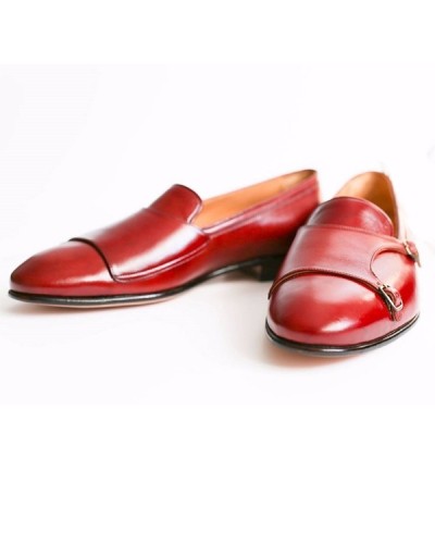 Red Handmade Calf Leather Bespoke Shoes by Gentwith.com with Free Shipping