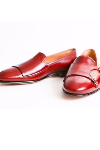 Red Handmade Calf Leather Bespoke Shoes by Gentwith.com with Free Shipping