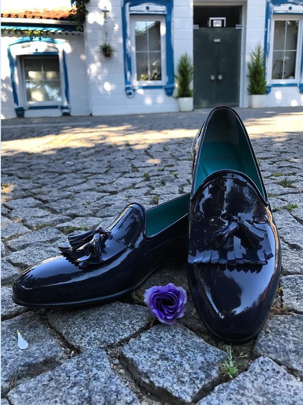 Black Handmade Calf Leather Bespoke Shoes by Gentwith.com with Free Shipping