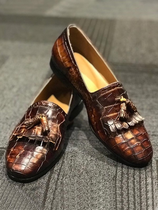 Brown Handmade Calf Leather Bespoke Shoes by